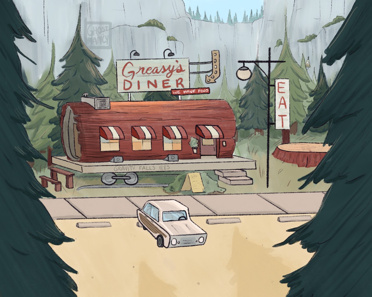 Gravity Falls Scenery Redraw (2/?) ( have you guys been able to spot the little Bills?)