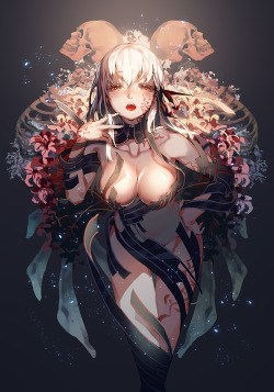 shinichameleon:  黒桜 by ser323naver. ※Permission to upload this was given by artist. Please support the artist by rating and bookmarking the artwork. 