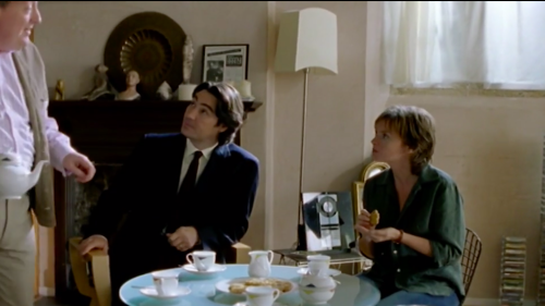 Detectives Drinking Tea: Lynley and Havers evaluate a witness’ statement and his biscuits.