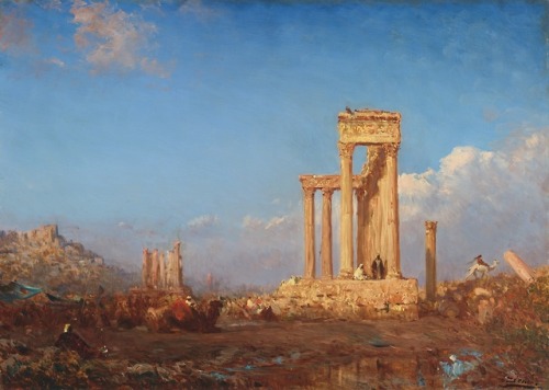 oldpaintings:Ruins, Palmyra by Félix Ziem (French, 1821–1911)