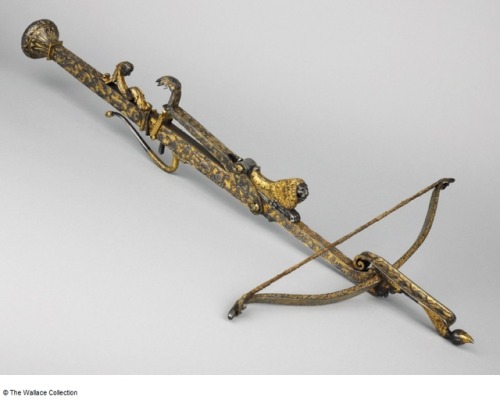 French crossbow attributed to Francois Aubert, circa 1720.On display with the Wallace Collection