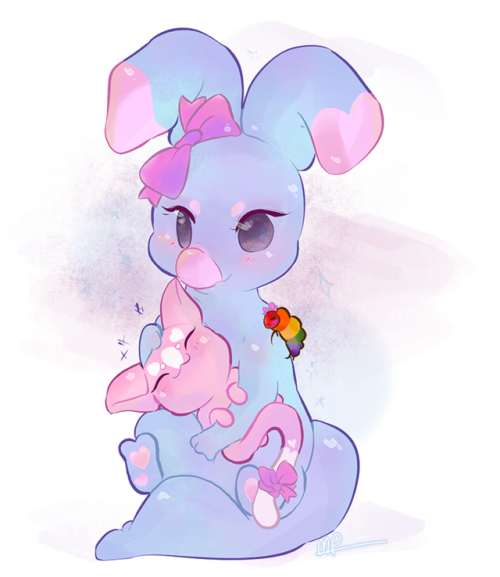 meepit:Drew my babe blumie and her petpet(/pets)! 