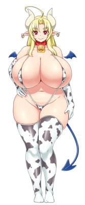 warmsoftfuton: ななし虫さんのうしあくまさん　Ushi-akuma-san (Cow demon girl) for  NonameInsect  !