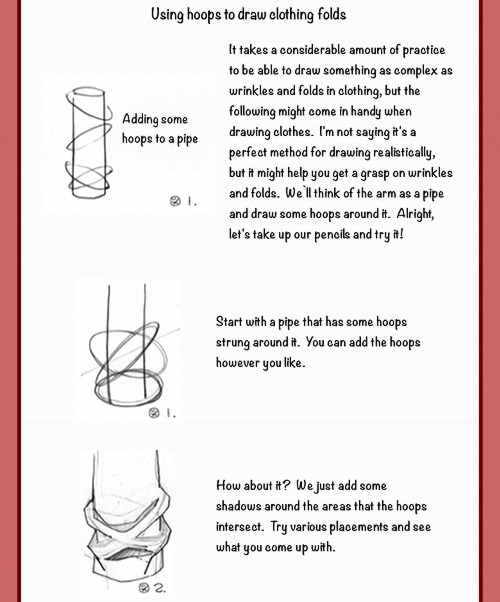 sparkle-fluff:  queensimia:  tobediff:  Section One of Part Three!  Some interesting approaches to wrinkles in clothing.  Holy shit, someone translated Hitokaku tutorials into English?! GIEF TO ME  this is such a fantastic way of explaining it! 