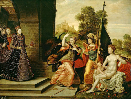 loumargi: Hans Eworth-Queen Elizabeth I &amp; the Three Goddesses(Juno-Athena &amp; Venus) c