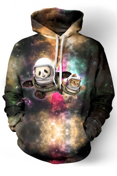 profoundlyrainystrawberry:  3D Print Hoodie Picks Laid Back Space Panda Print Purple