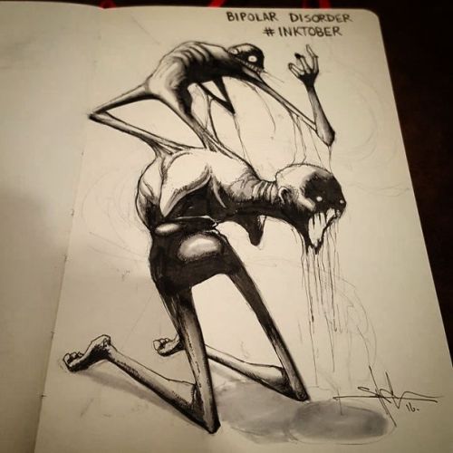 sixpenceee:  Mental illnesses or disorders sketched by Shawn Coss for Inktober. 