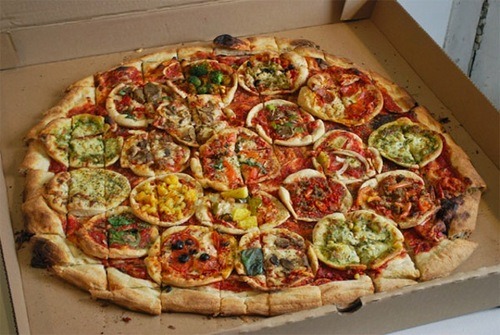releasings:  egberts:  imagine a pizza topped with several smaller pizzas  