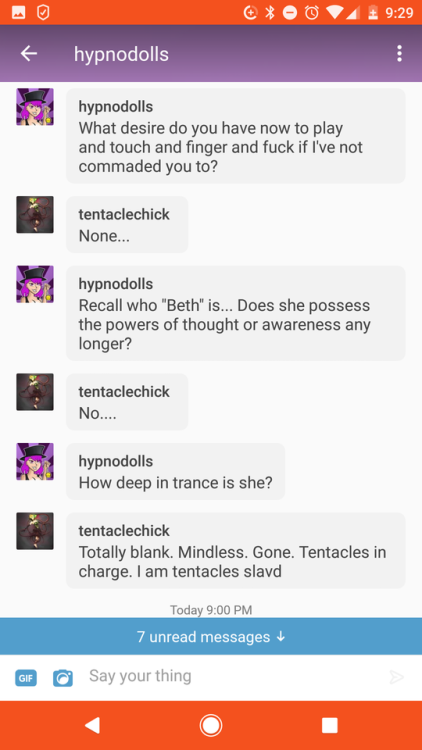 binarybimbodoll: tentaclechick: Chat with @hypnodolls part 4 Hope this is entertaining as I thought