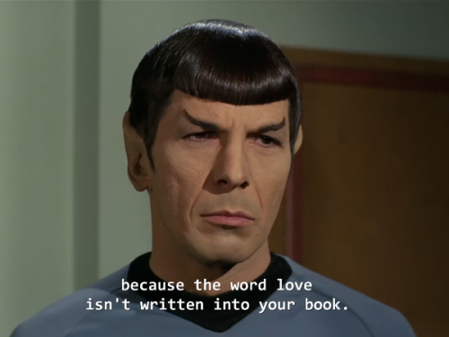 shylocks:there’s romantic music playing as spock mind melds with him. i wonder what this all m