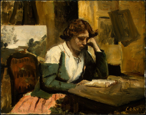 iareart:  Young Girl Reading, Corot, 1868. National Gallery of Art, Washington, USA.