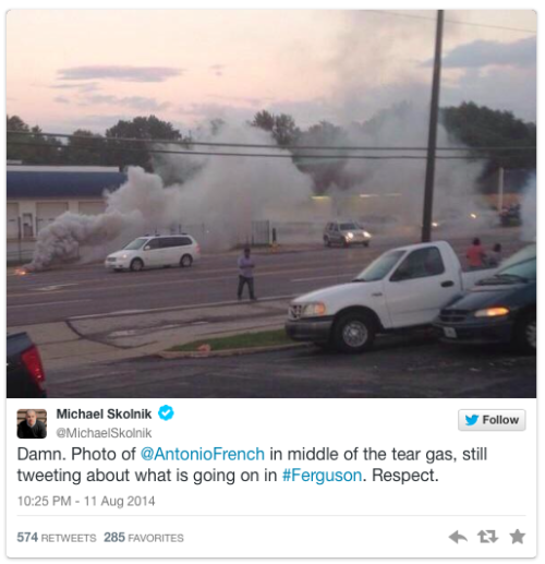 invisiblelad:  micdotcom:  Days after Michael Brown’s death, Ferguson looks like a war zone  A vigil held for Michael Brown, an unarmed black teenager gunned down by Ferguson, Mo., police on Saturday in disputed circumstances, turned into what the media