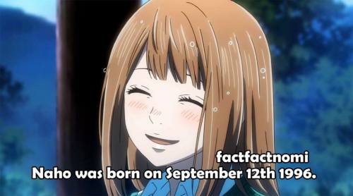 Naho was born on September 12th 1996.Orange (Takano Ichigo) | Patreon