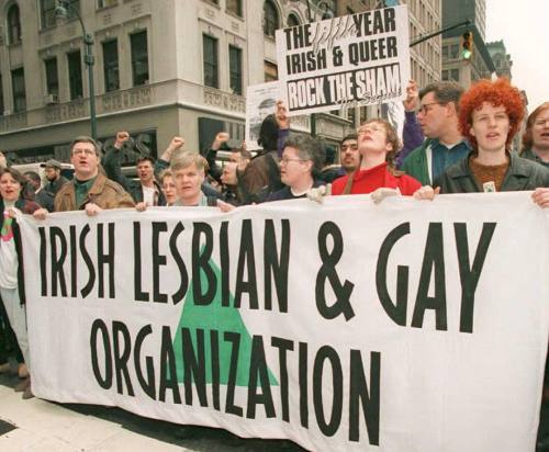 Irish Lesbian &amp; Gay Organization (ILGO) members (including spokesperson Anne Maguire, far right)