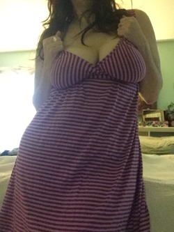 thehappygals:  Good morning y'all!!! 😊 I hope everyone had a good nights rest and I hope y'all woke up as wet as me?! ☺️ Here are some picks of me in one of my favorite sundresses, I don’t care these stripes are going the wrong way and could