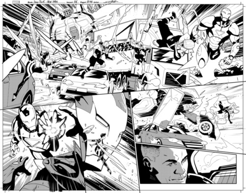 TONY STARK: IRON MAN #6 black and white preview!Release Date: November 21, 2018Written by Dan Slott,