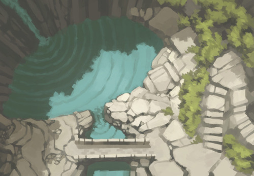 2minutetabletop:My last map for February is this waterfall-fed pool. It was wonderfully relaxing to 