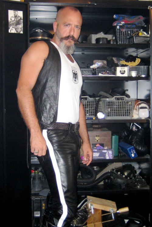 July 17, 2009.  The pants were a gift from my cub.  They were his first pair of leather pants.  They