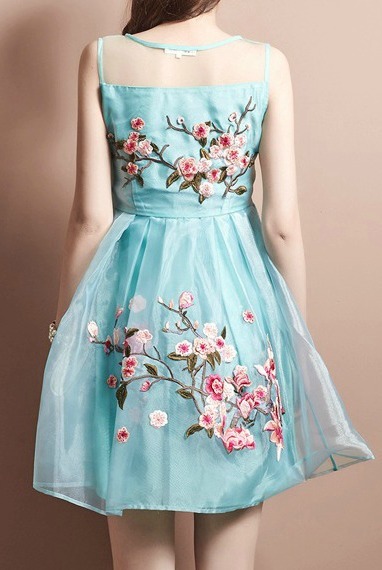 mintykat:sakura branches organza dress ✿comes in sky blue, apricot, or black