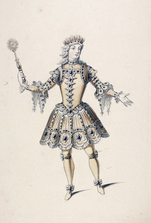Costume design sketches for an unknown court spectacle by Jean Berain, 1695
