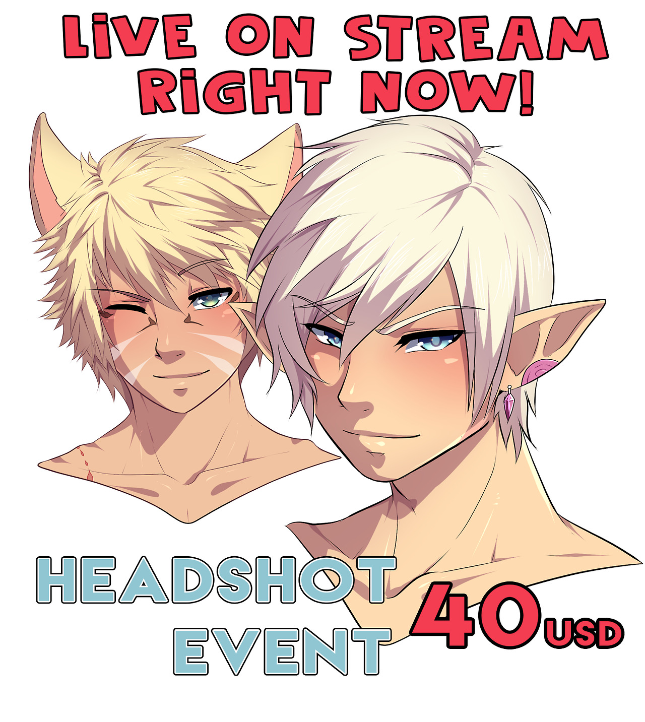 I’m making a headshot comissions event on live right now! Join me if you want a