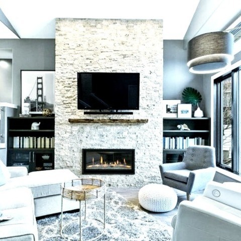 Open - LibraryExample Of A Mid-sized Contemporary Open Concept Family Room Library Design With Gray Walls,