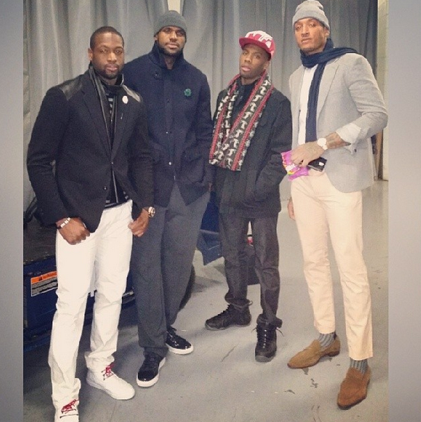 fuckyealebronjames:  Postgame in Toronto with the homies @dwyanewade@n_coleworld @stevon_cash8 #Heatles#LightFashionSwag