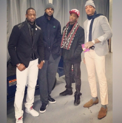 fuckyealebronjames:  Postgame in Toronto with the homies @dwyanewade@n_coleworld @stevon_cash8 #Heatles#LightFashionSwag (kingjames) 