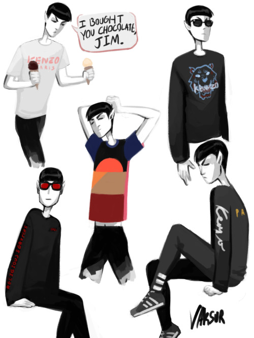 vaksur:  some spocko doodles of him wearing clothing i own