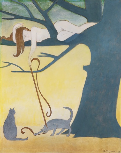 Will Barnet (American, 1911 – 2012) Nude with cats