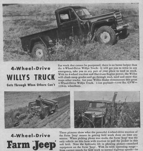 flatfendersforever: Vintage Willys Advertisement