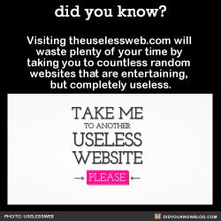 did-you-kno:Visiting theuselessweb.com will