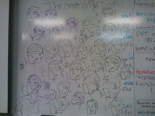 emiemiemiemiemi: so today me and my friends made the great wall of doitsu on the whiteboard in my fi
