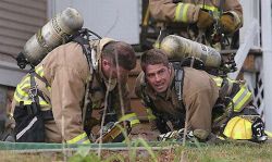 Heroic firemen resuscitate a dog by blowing