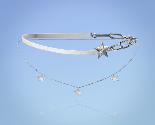 White gold,leather and diamond choker （8 colors）DOWNLOAD