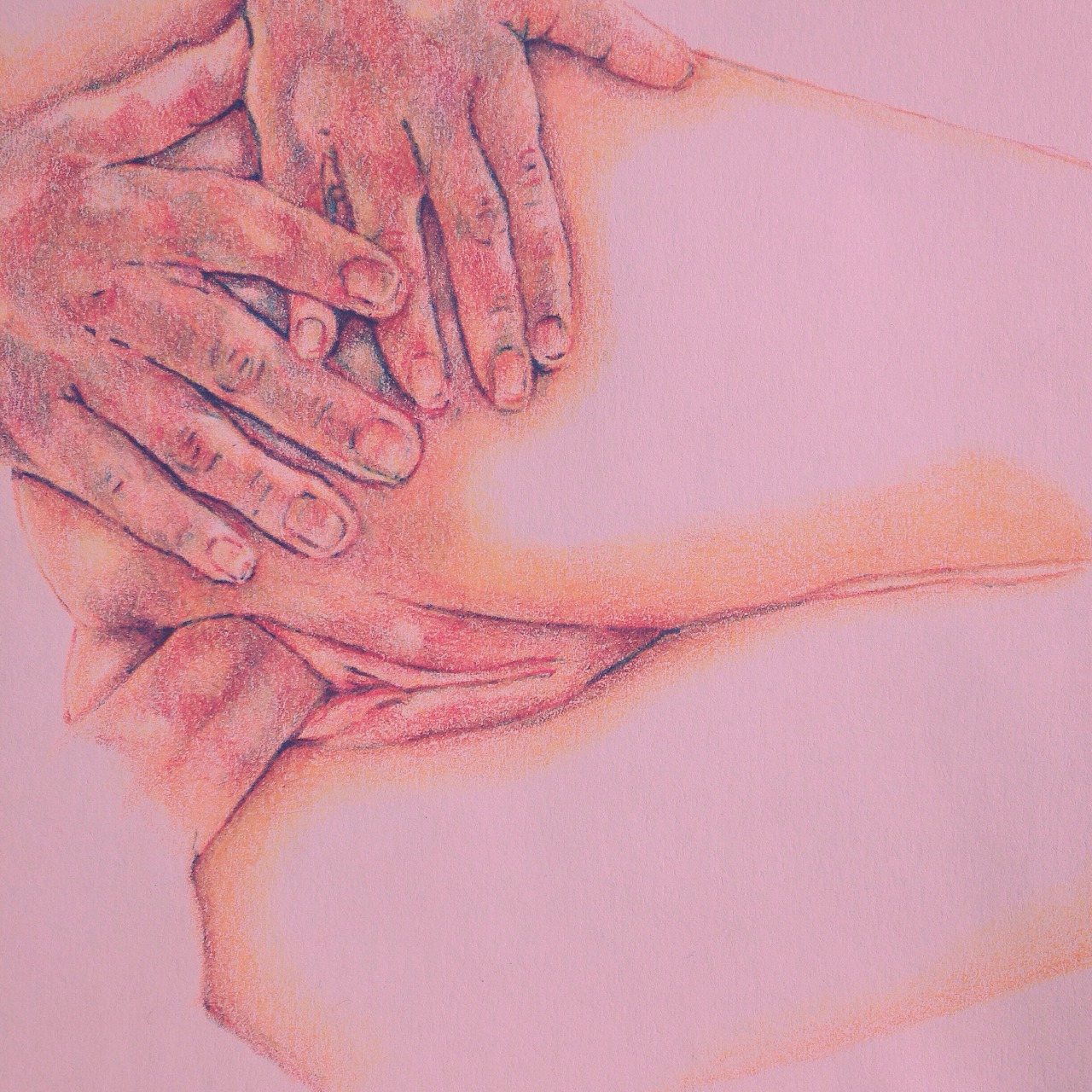 ismaelguerrier:  Late night drawing, “Two Hands.”  (Color pencil on paper) 