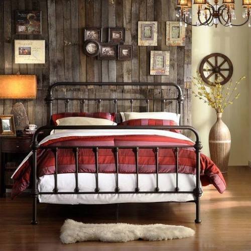 Black twin beds with headboards