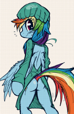 Doodle for today! : Rainbow Dash in surgical suit.