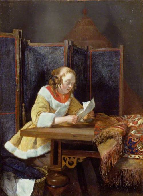 Gerard ter Borch the younger. A Lady Reading a Letter. 1665. Oil on canvas. The Wallace Collection, 