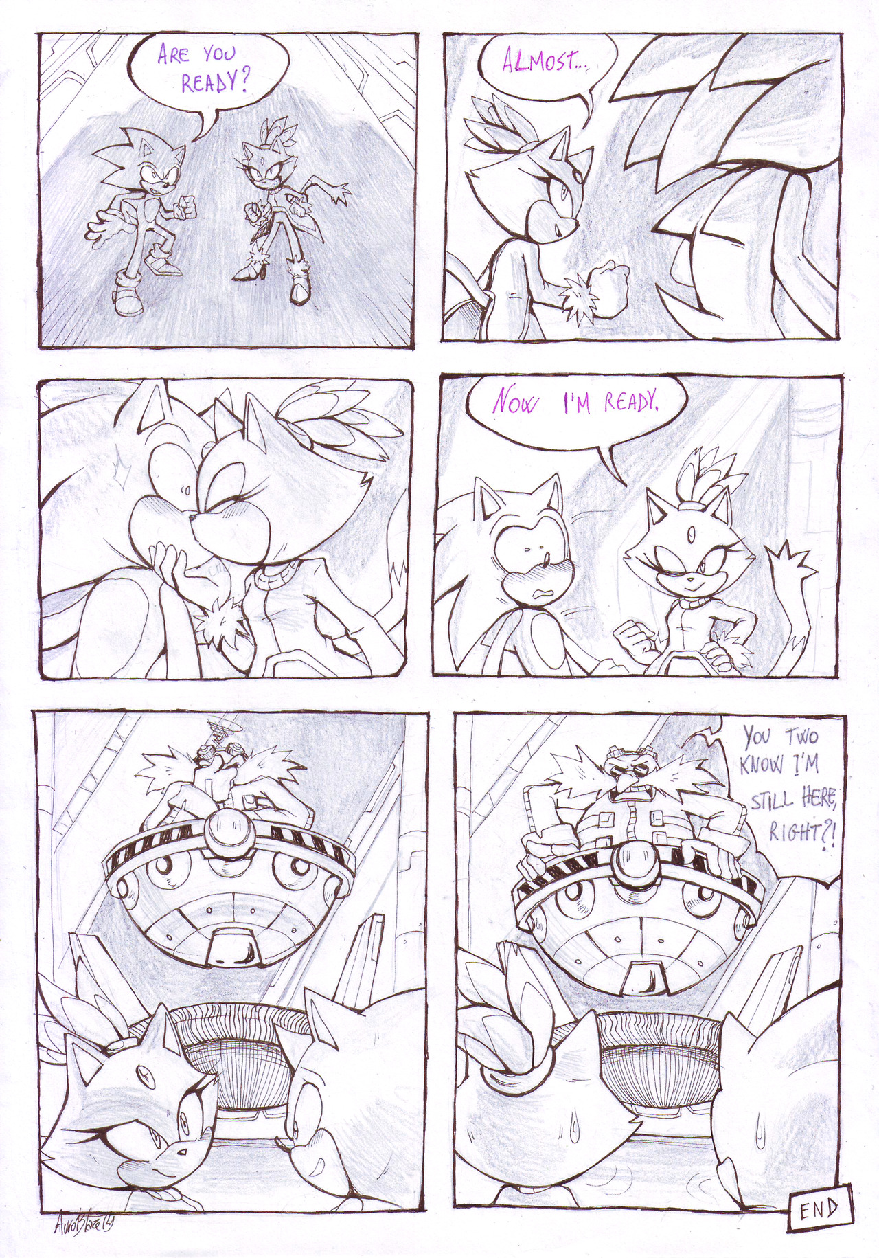 auroblaze: 10th commission done! This is for @fantummenance, a one page sonaze comic!