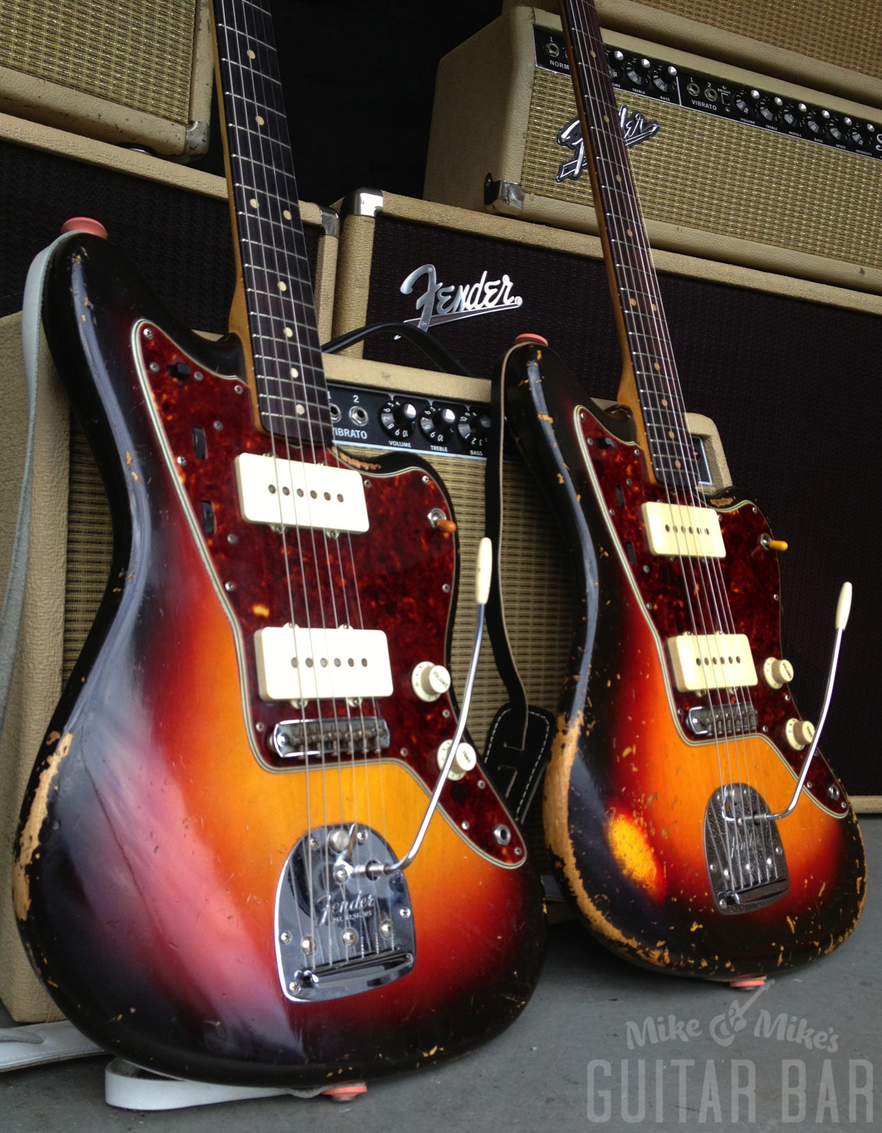 mmguitarbar:  Mike’s ‘61 and my newly-acquired ‘60/61.