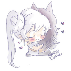 rummycoffee:  Huggles for everyone~Though Weiss’s huggles are reserved for Blake