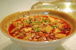 chinesefooddiary:  麻婆豆腐  mapo doufu / at Sichuan cuisine restaurant in Xi’anThis is spicy Sichuan dish of tofu.
