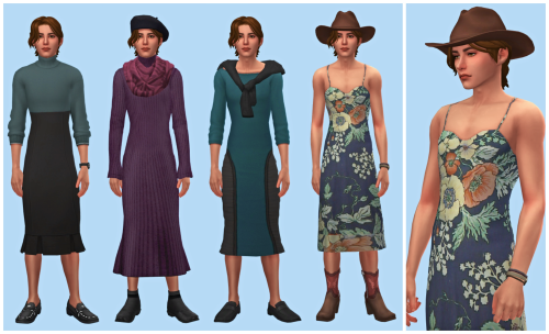 By request. Some skirts and dresses for male Sims. Set 1 -01: * Hair / Top / Skirt / Shoes (Spa Day)