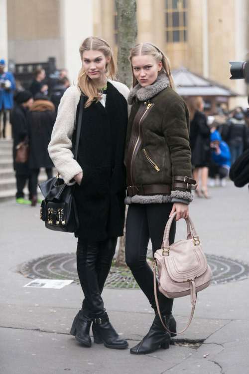Streetstyle: Irina Nikolaeva & Katya Riabinkina (model) in Paris during Haute Couture Spring 201