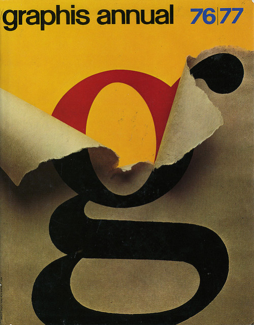 Arnold Saks, cover artwork for Graphis Annual 76/77. Zürich. Via flickr