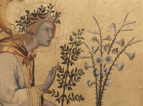 renaissance-art:Simone Martini c. 1333Annunciation (details) 