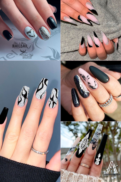 Cute Manicure — Black Nail Designs 2022 😍 Tap for more ✓...