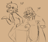malewife-urahara:a bunch of little doodles of housewife Kisuke
