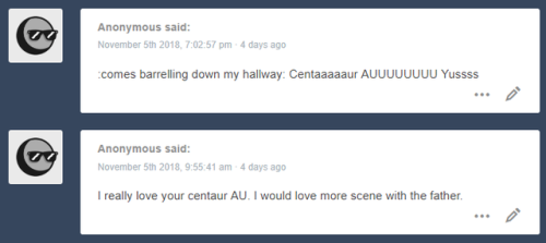 i’m so glad everyone likes the centaur AU! ;o;how about we have a nice fluffy moment? sometime